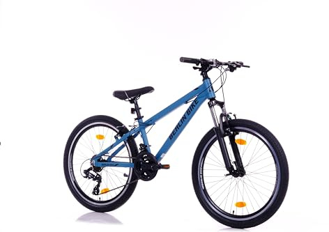 Mountainbike MTB1: 24 Zoll Mountainbike Fahrrad Aluminiumrahmen mit Gabelfederung Luftfederung Lockout 21 Gang Shimano