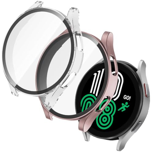 OFFCUP 2 Pezzi Cover con Pellicola Protettiva per Samsung Galaxy Watch 4 40mm, Copertura Completa Custodia Complessiva Rigida HD Clear Pellicola Protettiva Temperato Film