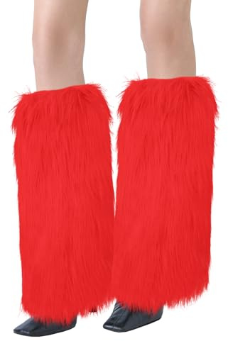 XEPST Faux Fur Fuzzy Leg Warmers Furry Boot Covers for Women, Warm Fuzzy Boot Cuff Boot Sleeves Y2k Leg Warmers for Party Costumes