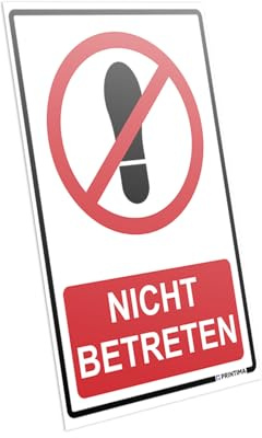 PRINTIMA Schild Nicht betreten 21x32 cm – Verbotsschild nach DIN ISO 7010 – Warnschild PCV wetterfest – Hinweisschild mit Dübel – für Sperrbereiche & Gefahrenzonen
