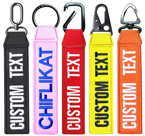 Personalisierter Schlüsselanhänger, doppelseitig bestickte Schlüsselanhänger mit Text/Namen, Autoschlüsselanhänger, Unisex-Schlüsselanhängers für Motorräder, Rucksäcke, Gepäckanhänger für Koffer