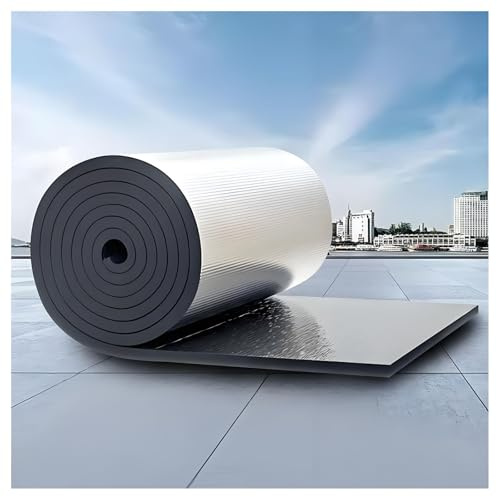 Isolant Thermique Auto-adhésif Rouleau Réfléchissant en Mousse D'aluminium for Sols, Toits, Portes De Garage Et Camping-Cars Couche D’Isolation en Caoutchouc Autocollant(5MM(THK),1*2m/3.2*6.6ft)