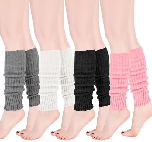 Zuimei Leg Warmers for Women, Retro Acrylic Knitted | Leg Warmers Ladies, Long Boot Cuff Knee Socks, Stylish Ankle Warmer for 80s Party Ballet Dance Skating Yoga Dance