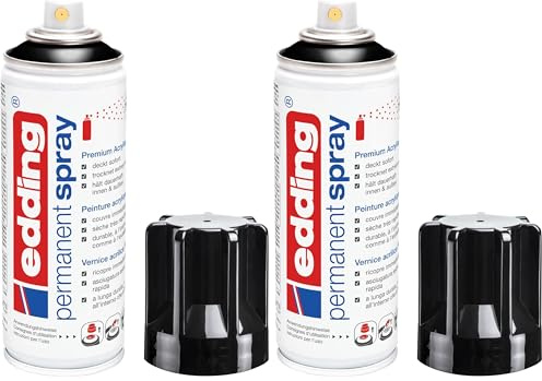 edding 5200 Permanent Spray - tiefschwarz glänzend - 200 ml - Acryllack zum Lackieren und Dekorieren von Glas, Metall, Holz, Keramik, Kunststoff, Leinwand - Lackspray, Acrylspray, Farbspray