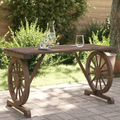 zylophax Gartentisch aus massivem Tannenholz 115x55x65 cm wetterfester Outdoor Tisch Balkontisch Terrassentisch Loungetisch Outdoor für Garten und Terrasse rustikaler Holztisch