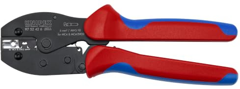 KNIPEX PreciForce Crimpzange für MC4-/MC4 Evo 2-Steckverbinder, 97 52 42 6 | mit rutschhemmenden Kunststoff-Hüllen, 220 mm