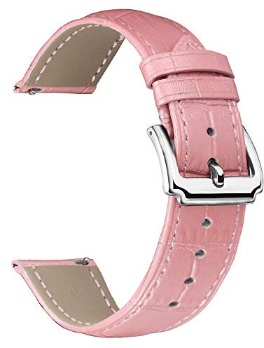 BINLUN Bracelet de Montre en Cuir Véritable Remplacement Bracelets Montres à Dégagement Rapide pour Homme Femme (Rose, 19mm)