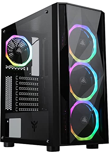 Caja de Torre Media ATX Shake EVO RGB con Panel acristalado, Negro