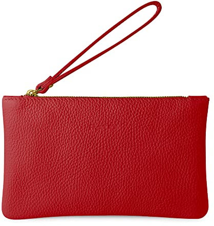 Parubi Kleine Handtasche Minihandtasche aus Weichem Echtleder, Hergestellt in Italien, Clutch mit Kordelzug und Elegantem Reißverschluss Tasche für Frauen und Mädchen (Aura)