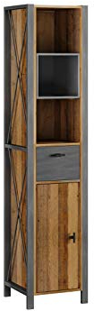 Woodkings® Bad Hochschrank Detroit recyceltes Holz rustikal Metall grau Mix Hochkommode Industrie Design, Industrial Stil Möbel Badmöbel
