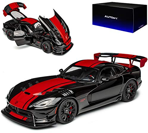 AUTOart Dodge Viper ACR Special Edition Coupe Schwarz mit Streifen in Rot 71732 5. Generation 2012-2017 1/18 Modell Auto mit individiuellem Wunschkennzeichen