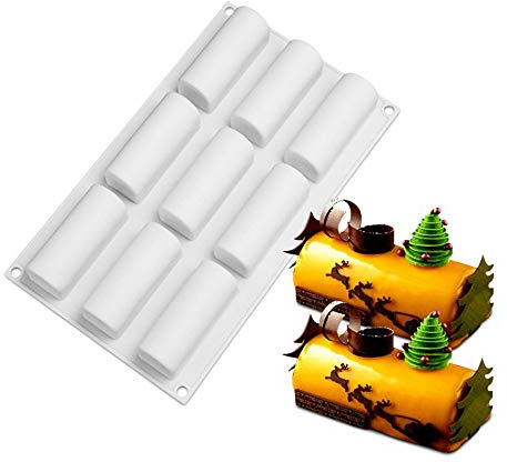 JasCherry 9 Cavities Silicone Cake/Sweet/Chocolate/Cupcake Mould - Non-Stick Cylinder Shaped Mould for Pasta, Jelly, Soap & Handmade Items