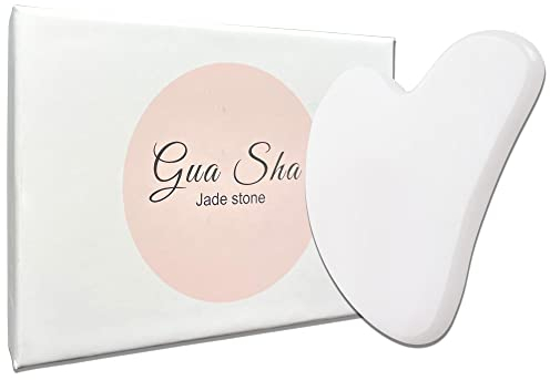 KUNSTIFY Premium Gua Sha Set, Beauty Produkte Jade Stein, Rosenquarz Roller, Gesichtsstein Anti Aging für Gesichtsmassage Massage Roller Skin Care (Herz Opal Weiß)