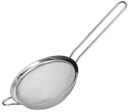 Tissting Colador de Malla de Cocina Colador de Polvo de Cuchara de Aceite Grueso de Acero Inoxidable de Lado Ancho con Mango Suministros de Cocina para el hogar(14cm)