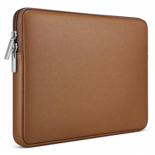 RAINYEAR 13.3 Inch Laptop Sleeve PU Leather Water Resistant Case, Brown