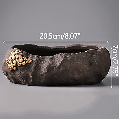 NICETOW Vasos de Flores Vaso de cerâmica de Grande diâmetro Retro Vaso de Plantas Verdes suculentas Vaso de Flores Simples criativo Vaso de Bonsai Jardim doméstico (Cor: B)