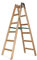 DRABEST - Holzleiter - für Malerarbeiten - 2X 6 Sprossen - m lang - bis 150 kg - Arbeitshöhe 1,82m 3,3 m - Klappbar - Tritt-, Bock-, Stehleiter - Beidseitig Begehbar, Imprägniert - mit Eimerhaken