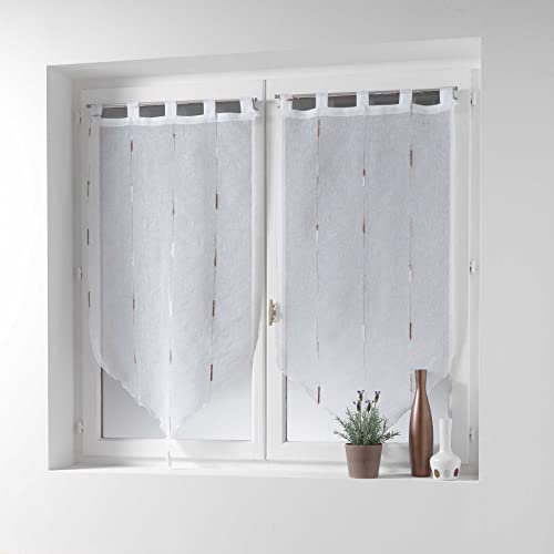 Douceur d'Intérieur, Paire de Voilage Droite Passe Tringle 2 x 70 x 240 cm Voile Sablé Fils Chenille, Chenilla Naturel