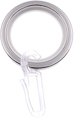 DécoProfi 10x Gardinenringe Vorhangringe mit Haken Edelstahloptik (Nickel gebürstet) Ø 30mm I Ringe für Gardinenstangen Ø 20mm I Geeignet für Vorhang-Gardinenstange