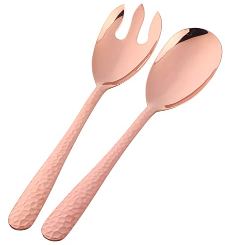 BISDARUN Salat Servierset, RoseGold Salatbesteck Set 2 teiliges Set, Edelstahl Salatlöffel und Salatgabel