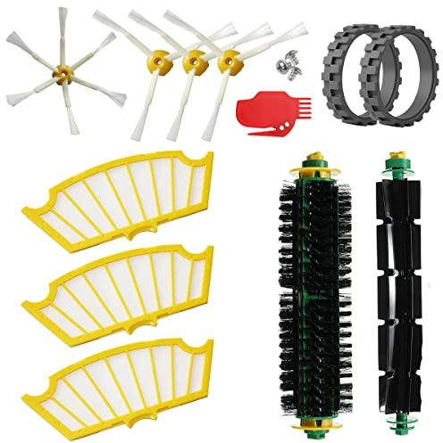 MIRTUX Kit ricambi per Roomba serie 500 - Ricambi per Roomba 510 530 535 545 550 555 560 570 575 580 585 595...(tutti i modelli) - Pack di rulli, filtri, spazzole laterali, pneumatici