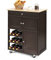 GiantexUK Kitchen Storage Trolley on Wheels, Rolling Serving Island Cart with Drawer and Wine Racks, Wooden Storage Display Cabinet for Dining Room Restaurant & Bar (Natural + Brown)