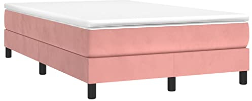 vidaXL Bettgestell, Polsterbett Bett für Schlafzimmer, Bettrahmen mit Lattenrost Stützbeinen, Schlafzimmerbett Doppelbett, Rosa 120x200cm Samt