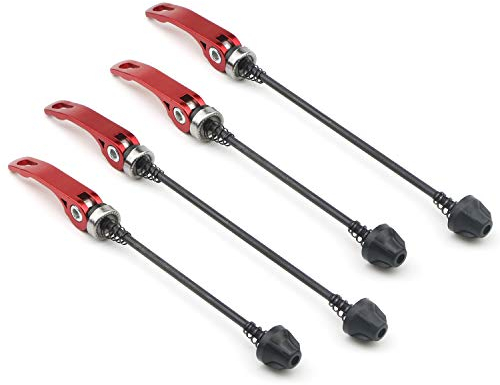Pxyelec Fahrrad Schnellspanner, FahrradVorder- und Hinterradnabe Fahrradachse Hohlwelle für MTB Straße Mountainbike, 2 Paare