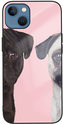 Lustige Tier Mops Hund Gedruckt Handyhülle für iPhone 13 Mini Hülle 5.4 Zoll Stoßfest Gehärtetes Glas Hülle für iPhone 13 Mini Case Cover, Anti-Fingerabdruck, Nicht Vergilben