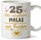 MUGFFINS Tazas 25 Cumpleaños - En Español - Feliz Cumpleaños Molas un Huevo - 11 oz / 330 ml - Regalo original y divertido
