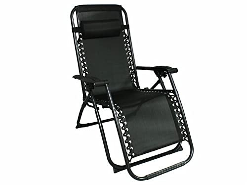Gerimport Tumbona reclinable Negra 177 x 65 x 113 cm