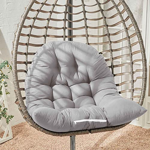 Warmiehomy Egg Chair Cushion Swing Hanging Basket Chair, Rattan Cushion, 116x80x15cm, Light Grey