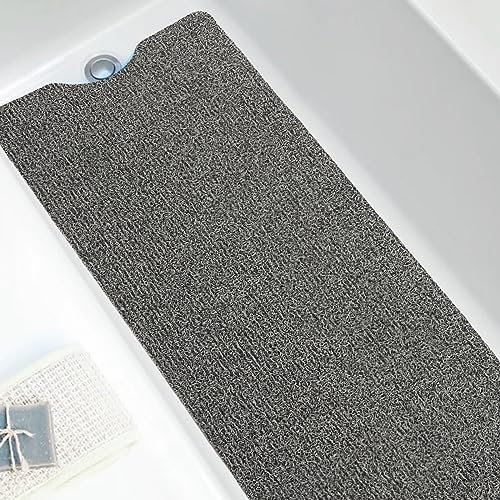 7VSTOHS Luffa-Duschmatte, Rutschfeste Anti-Schimmel Duschmatte, PVC Badematte, Extra Lange Waschbare Badewannenmatte mit Abflussloch, Rechteckige Badematte für Innen Außen, Schnell Trocken, 40*100cm