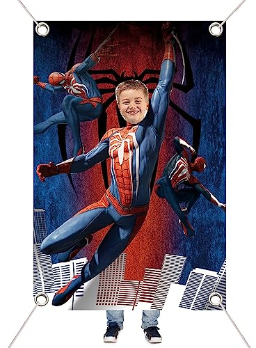 Facciale Sfondo Fotografico Banner Decorazioni Festa, Spiderman Foto props per Festa Compleanno Gadget Fai da Te, Photo Booth Compleanno per Addobbi Festa Compleanno bambino,150cm x 100cm