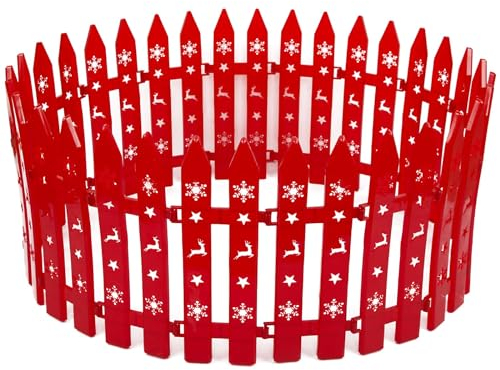BOFUNX 24pcs Recinzione per Albero di Natale Recinzioni Decorazioni Natale Mini Recinzione per Giardino in Plastica Decorazioni per l'Albero di Natale Giardino Casa