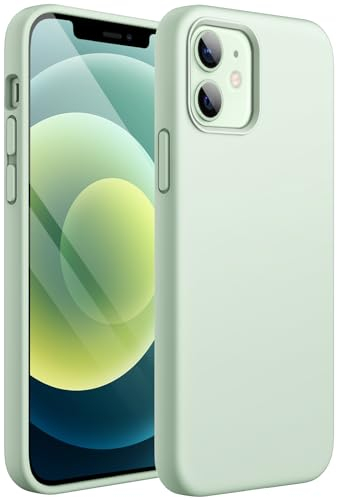 JETech Silikon Hülle für iPhone 12 Mini 5,4 Zoll, Seidig-Weich Berühren Sie Ganzkörper-Handyhülle, Stoßfeste Abdeckung mit Mikrofaserfutter (Lichtgrün)