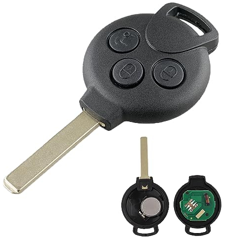 Heart Horse 3 Tasti Ricambio Chiave per Telecomando per Auto Compatibile con Mer-ce-des Be-nz Smart Fortwo 451 Roadster Crossblade Chiave Guscio con 433Mhz PCF7941 Chip e Lama & Batteria