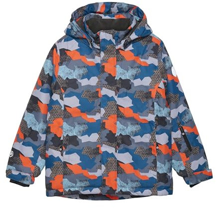 Color Kids Boys Ski Jacket Aop Bunt - Robuste wasserdichte Jungen Skijacke, Größe 128 - Farbe Turbulence