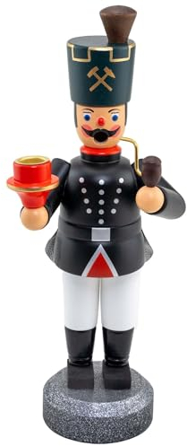 Jan Legler | Räuchermännchen Räucherfigur | erzgebirgische Volkskunst | Made in Germany | 22 cm | Bergmann mit Licht