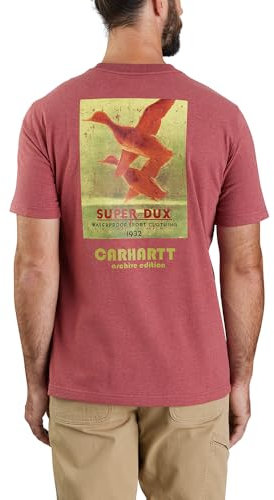 Carhartt Men's Relaxed Fit Heavyweight Short-Sleeve Pocket Super Dux Graphic T-Shirt, Apple Butter Heather, XL