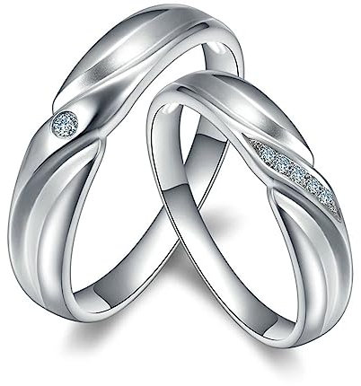 Eheringe Paar, Eternity Ring Damen Streifen Paarring Labor Geschaffener Diamant 0.042ct Rund Trauringe Platin