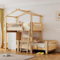 Merax Hochbett Etagenbett Kinderbett Hausbett 90x200cm Schrankbett Hausbett Kinder Kinderhochbett Etagenbett mit Kleiderschrank