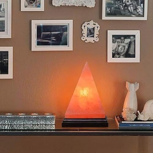 NatureBoost Himalaya-Salzlampe in Pyramidenform, einzeln handgefertigt, (20,3 cm, 3,2 kg), bernsteinfarbenes Leuchten, zertifizierter Draht mit Dimmschalter und extra Glühbirne, einzigartige, NB003