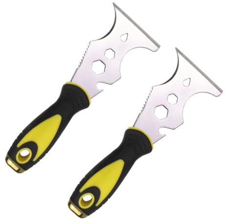 Juego de 2 rascadores de pintura de acero inoxidable, pala de cemento con de cabeza de martillo para mortero de papel pintado, herramienta multifunción