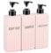 Segbeauty Dispensador Jabon Baño, 3 Piezas 500ml Botes para Gel y Champu, Soap Dispenser de Plástico, Dispensador Ducha con Etiqueta Impresa, Set Baño (Rosa)