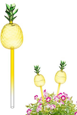 Xevinas Distributeur d'eau pour plantes | Boules d'irrigation en verre en forme d'ananas | Arrosage dosé plantes U, aide à l'arrosage, bureau, vacances | Réservoir d'eau d'environ 120 ml pour plantes