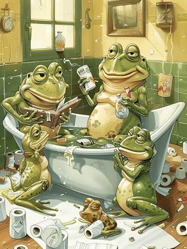 Bimkole DIY 5D Diamond Painting Kits Zubehör Badewannenfrosch, Tier Diamant Malerei Kit Voll Runde Bohrer Malen nach Zahlen Malerei Stickerei Kreuzstich Diamond Dekoration 30x40cm