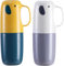 Amexo 2 Piezas Portacepillos de Dientes Viaje con Asa Caja Cepillo Dientes Lindo para Niños Taza de Cepillo de Dientes Multifuncional per Campismo Escola Vida Diária (Gris + Amarillo)