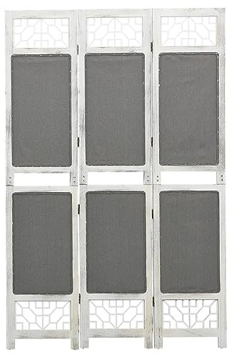 Cloison de séparation 3 Panneaux Gris 105x165 cm Tissu,Paravent Japonais Séparateur de Pièce 3 Panneaux Gris et Blanc pour Dressing ou Décoration Séparateurs de pièces