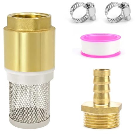 SRJQXH Valvula Antiretorno Agua, 3/4 Válvula de Retención, Filtro Acero Inox, Latón Válvula de Pie con Válvula de Retención, con Conexión Macho 3/4 y Cinta Sin Procesar, para Tubo Succión, Bomba